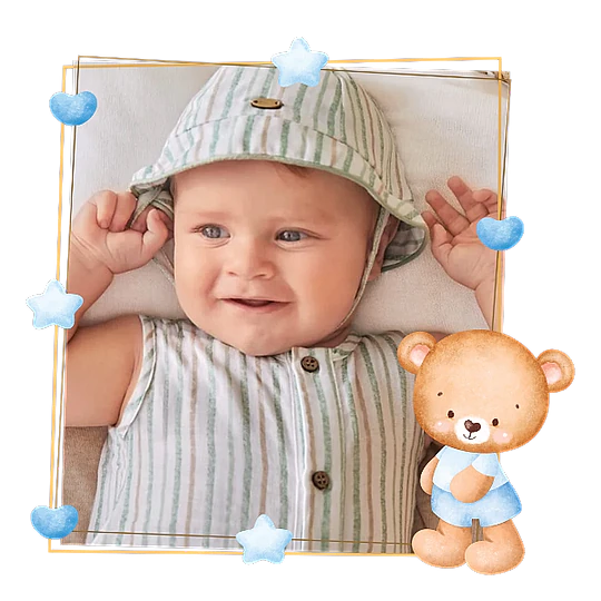 bebe con conjunto pelele corto y gorro